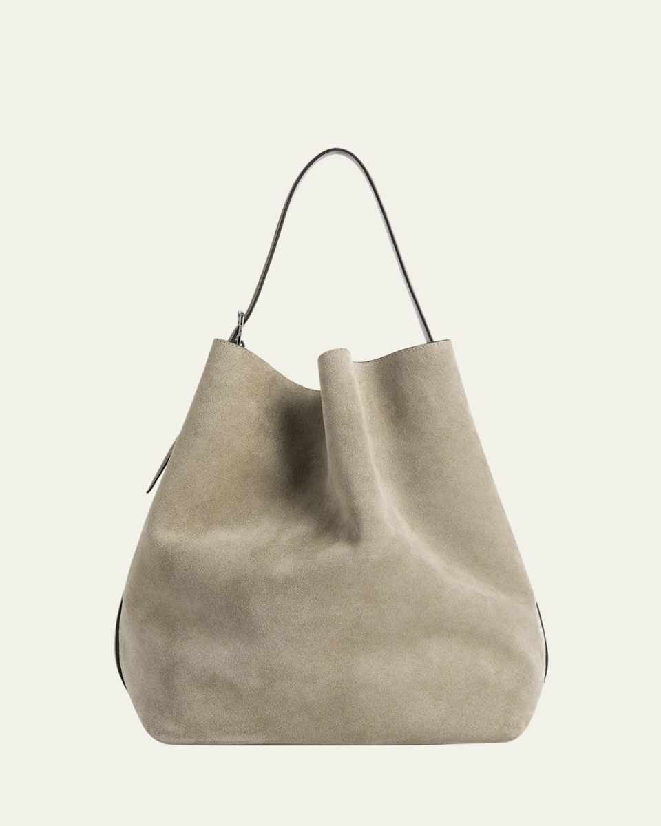 Large Belted Suede Tote Bag